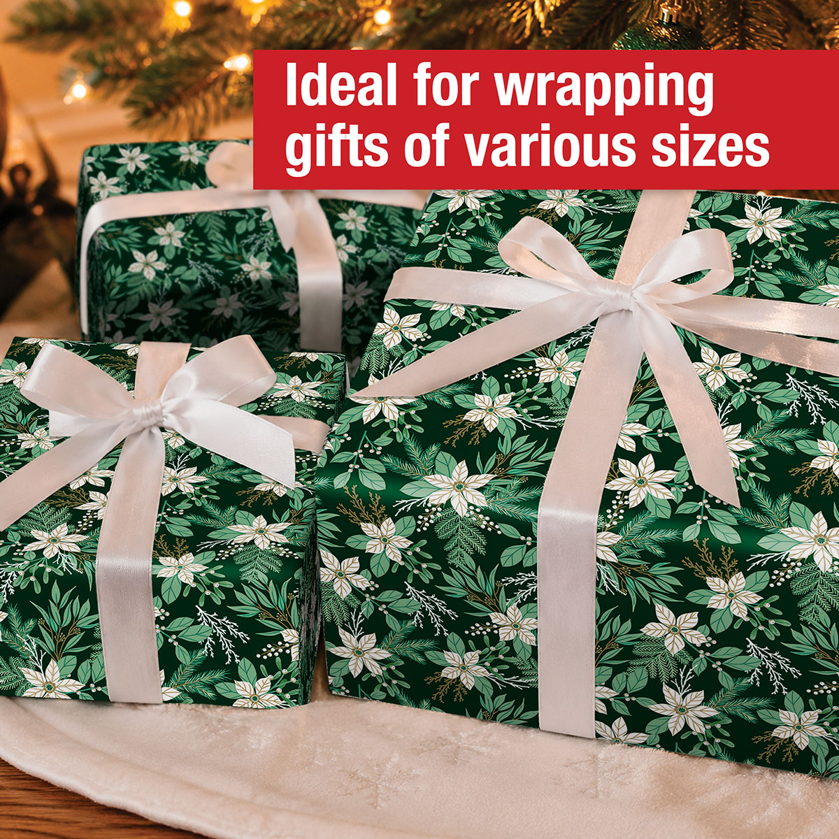 Current Winter Poinsettia Wrapping Paper Roll 23" x 28' photo 8