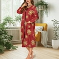 thumbnail image 2 of FOR U DESIGNS Snowflake Red Print Womens Nightgown Soft Womens Embroidered Housecoat Lightweight Elastic Fabric Robes for Women House Coat Christmas Decor with Pockets, L, 2 of 8