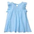 thumbnail image 1 of adviicd Robe de Fête pour Filles Robes à Manches Courtes pour Filles Robe d'Été en Coton Décontractée Robe Tournoyante Bleue,100, 1 of 5