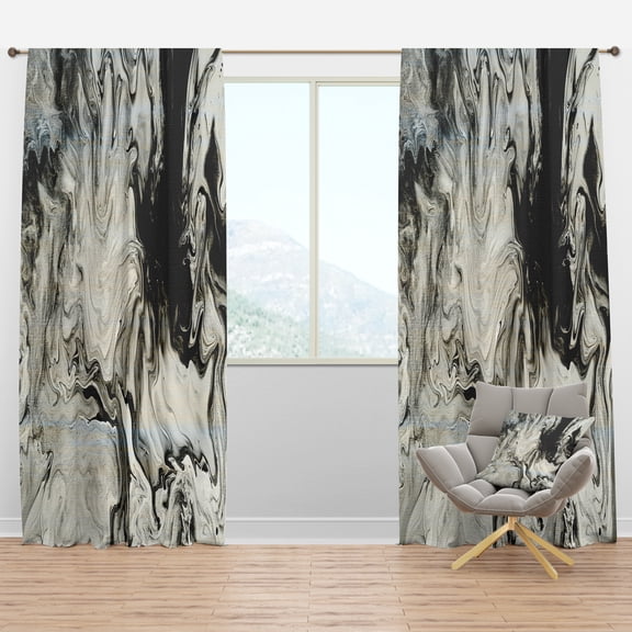 Designart 'Grey, White and White Marble Acrylic VII' Modern Blackout Curtain Panel