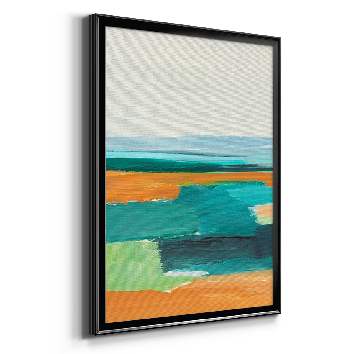 Aqua and Orange I Premium Framed Print, in Gold, Black, or Silver - Ready to Hang