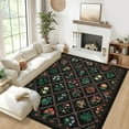 thumbnail image 4 of Garvee Floral Print Area Rug 10'x13' Farmhouse Accent Carpet with Non-Slip Backing, Washable Rug Soft Low Pile Indoor Mat for Living Room Bedroom Home Office, Black, 4 of 8