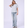 thumbnail image 4 of DARING DIVA Women's Short Sleeve Button Down Striped Shirt for Casual Wear XS White, 4 of 6