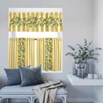 thumbnail image 6 of 3 Piece Kitchen Curtains and Valances Set Yellow Lemon Stripes Cafe Curtains 24 Inch Length Summer Spring Fruit Flowers Leaves Valance & Tier Curtain for Living Room Bedroom Window 54"x18"+27"x24"*2, 6 of 6
