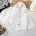 thumbnail image 2 of TSHXS Girls Clothes Infant Girls Floral Ruffle Hooded Sun Protection Shirt Jacket Button Front Light Thin Spring Outdoor Coat(2-3 Years,White), 2 of 9