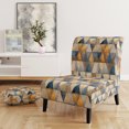 thumbnail image 2 of Designart "Mosaïque des Triangles Beiges et Bleus" Chaise d'Appoint Rembourrée Triangles Bleus - Fauteuil Moderne pour Chambre, 2 of 7