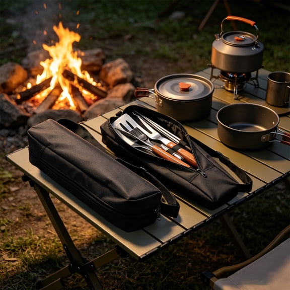 Heavy Duty Bbq Device Storage Pouch Portable Grill Utensil Organizer with Adjustable Shoulder Strap for Outdoor Camping Picnic and Backyard Grilling