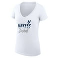 thumbnail image 2 of Women's G-III 4Her by Carl Banks White New York Yankees Super-Slim Fit Lightweight Team Graphic V-Neck T-Shirt, 2 of 3