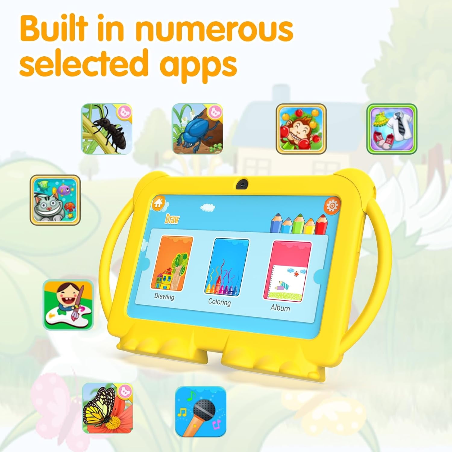 Kids Tablet 7 inch, Android Tablet for Kids, 4GB RAM 32GB ROM Toddler Tablet, Bluetooth IPS Screen Parental Control Dual Camera, with Shockproof Case for Educational Games, Tablets for Girls & Boys
