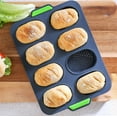thumbnail image 4 of KQJQS Silicone French Bread Baking Pan – 8-Compartment Nonstick Baguette Mold with Perforated Bottom & Non-Slip Handles, 4 of 6