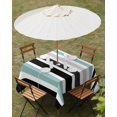 thumbnail image 3 of Outdoor Tablecloth with Umbrella Hole, Turquoise Black Stripe Spillproof Waterproof Outdoor Table Cover, Modern Abstract Coarse Striped Patio Tablecloths for Party/Garden/Picnic, Square 54"x54", 3 of 9