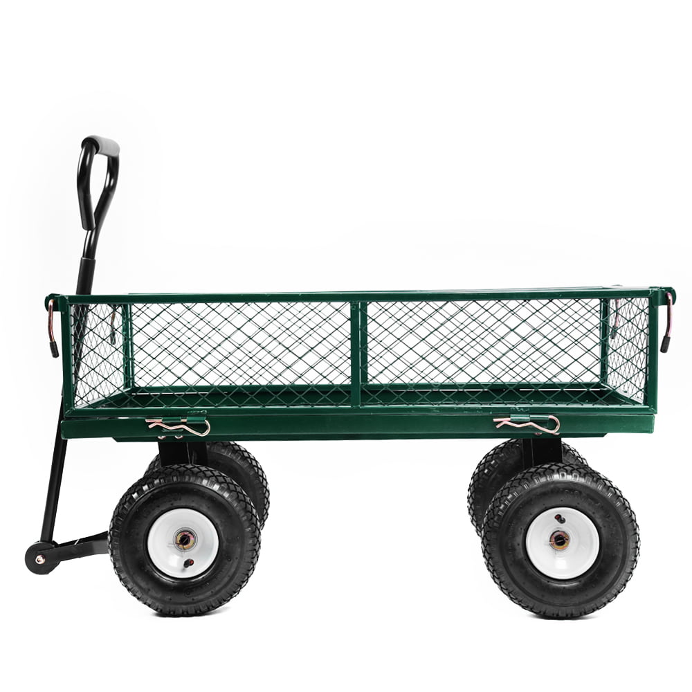 PVC Canvas Heavy Duty Green Garden Trolley Wagon Truck Hand Carts Wheelbarrows
