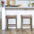 YaFiti 26" PU Leather Bar Stools Set of 2 with Solid Wood Legs Mid
