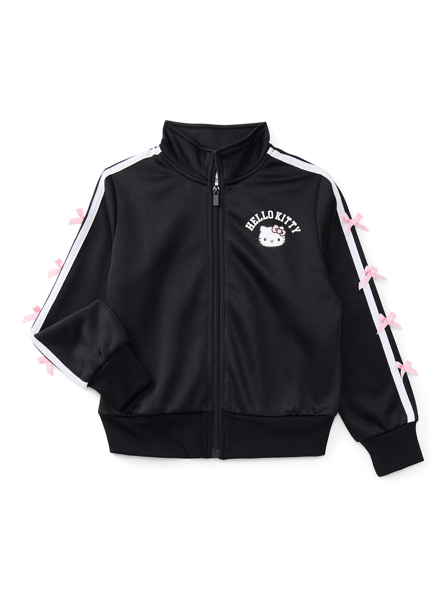 Hello Kitty Girls Graphic Zip Track Jacket with Side Bows, Midweight, Sizes 4-16