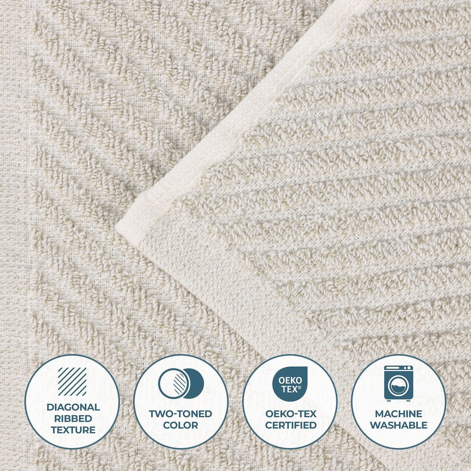 Superior Amelia Viscose Cotton Blend Medium Weight Bath Sheets, Set of 2, Beige