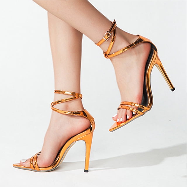 Zapatos de mujer Correas cruzadas casuales Hebilla Tacones súper altos Punta estrecha Sandalias de color sólido Stilettos Wmkox8yii hfjk3932
