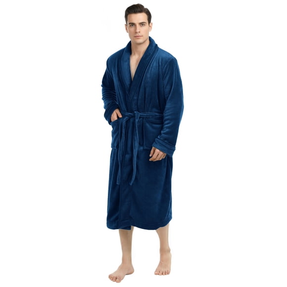 Bata de Baño NY Threads de Felpa de Lujo para Hombre Azul Marino Talla L-XL