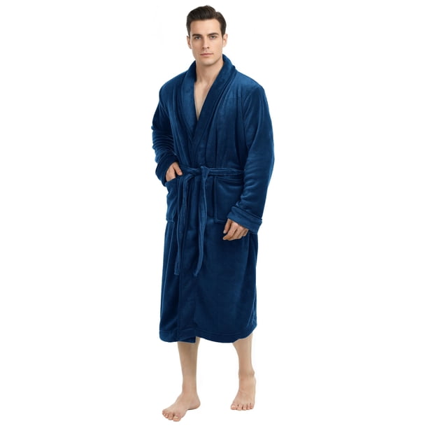 Bata de Baño NY Threads de Felpa de Lujo para Hombre Azul Marino Talla L-XL