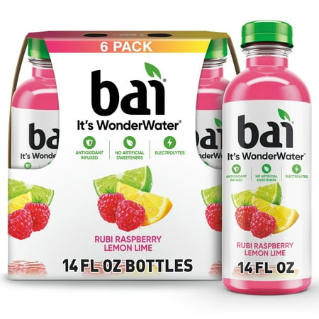 Bai Raspberry Lemon Lime Antioxidant Infused Water Beverage, 14 fl oz, 6 Pack Bottles