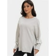 thumbnail image 3 of Women Oversized Sweatshirts Crewneck Side Slit Pullover Long Sleeve Casual Tops, 3 of 6