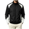 thumbnail image 2 of RongHuan Mens Color Block Track Jacket Zip Up Windbreaker Casual Stand Collar Coat Elastic Cuffs Outerwear Streetwear, 2 of 5