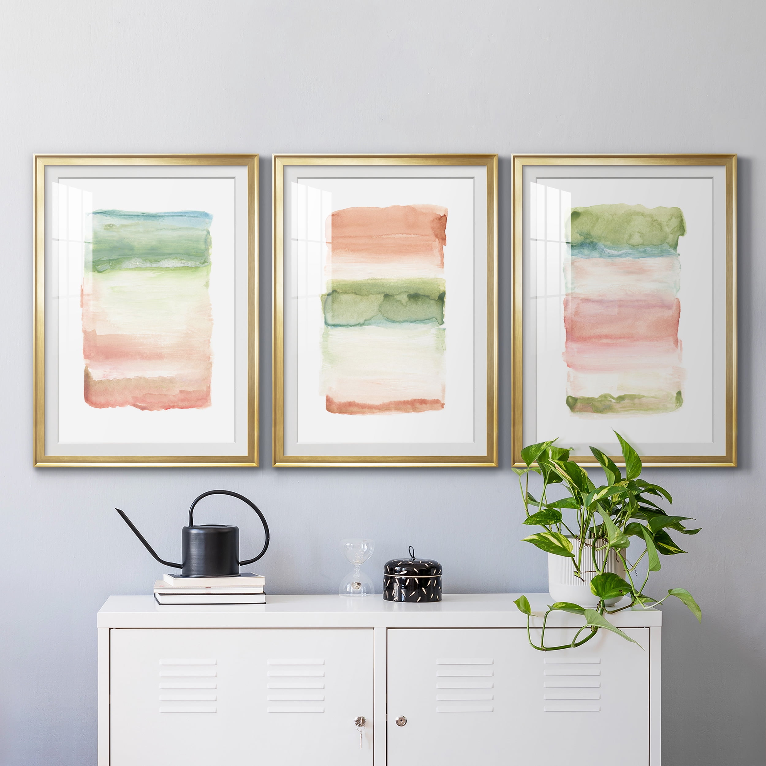 Skye I Premium Framed Prints Set of 3 - Ready to Hang - 26.5 x 36.5 Each - Gold Frame