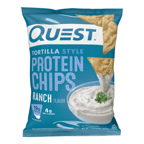 (1PACK),Quest Tortilla Style Protein Chips with of Protein, Ranch Flavor,
