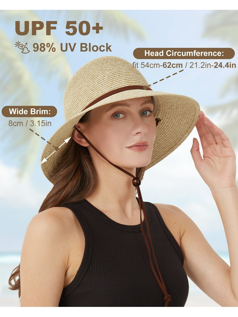 Zylioo Oversize XXL Womens Sun Hat with Wind Lanyard Large UPF
