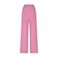 thumbnail image 6 of YABCSAZ Women's Linen Pants Casual Pants Loose Plus Size Boho Pants Solid Color Drawstring Elastic Waist Lounge Long Trousers Soft Comfortable Capri Pants Baggy Wide Leg Pants for Women, 6 of 6