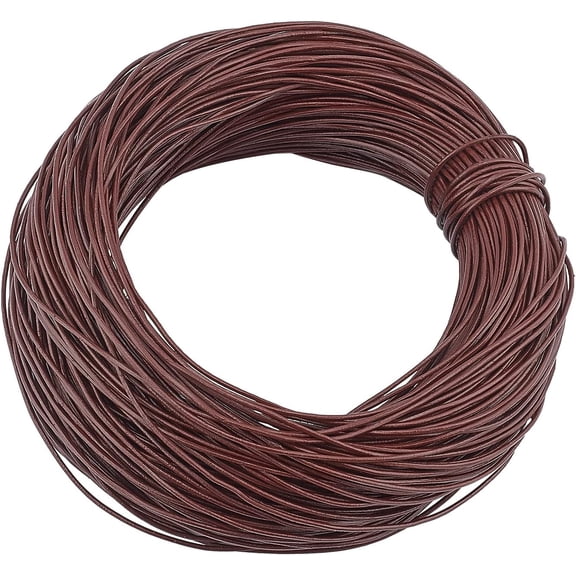 100m SaddleBrown Cowhide Leather Cord Round Leather Jewelry Cord for Jewelry DIY Making 1mm