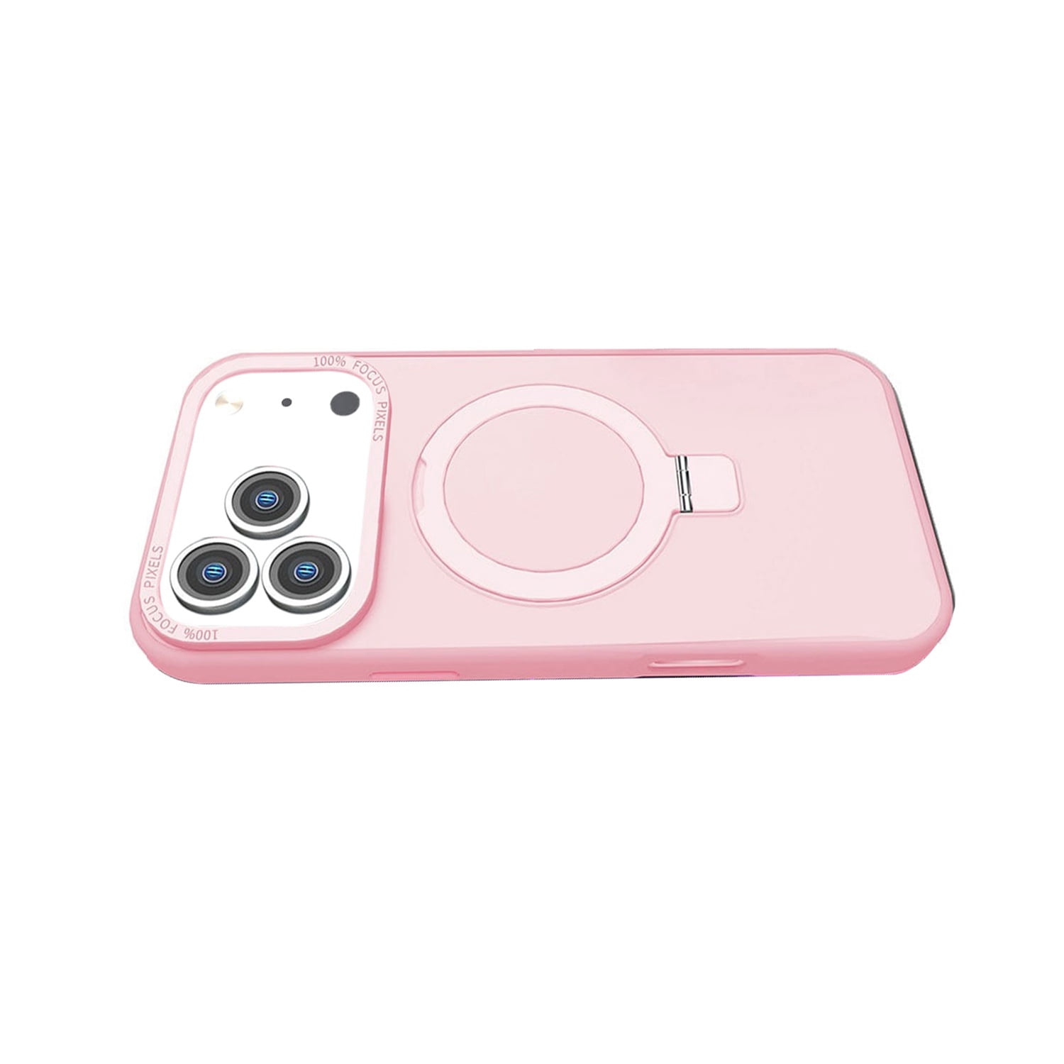 Slim Carbon Fiber Ring Holder Protective Cover for iPhone 17 Pro Max - Pink