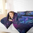 thumbnail image 3 of Meiyoeat Dreamy Axolotl Print Twin Comforter Sets 2pcs, Neon Underwater Bubble Pattern Bedding Set, Blue Purple,Black Reversible, 3 of 6