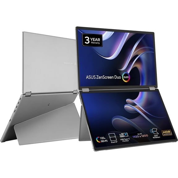 ASUS 14" ZenScreen Duo OLED 360 degree Foldable Portable Monitor - MQ149CD