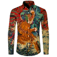 thumbnail image 4 of Camisa con botones y cuello vuelto para hombre con estampado 3D de tigre, estilo chino, vintage, de manga larga, para fiesta hawaiana, ropa de calle, 4 of 4