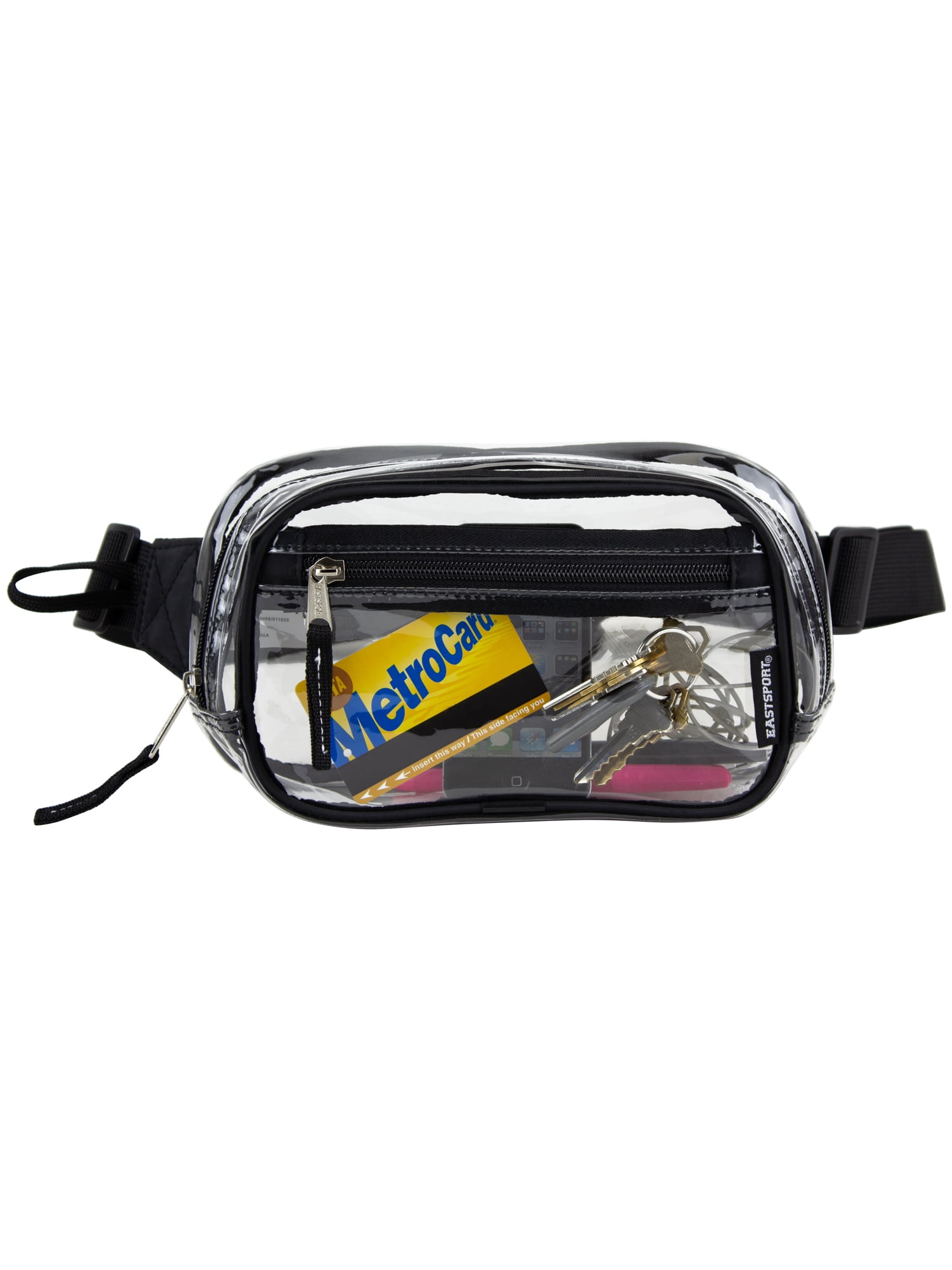 Eastsport Unisex Clear Stadium Approved Crossbody Media Bag, Black Trim