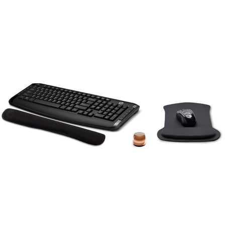 HP Wireless Keyboard & Mouse 300 PC Accessories Bundle with Gel Mouse & Wrist Pads, & Micro Bluetooth Speaker with Professional Sound, Built-in Mic & Remote Selfie Button
