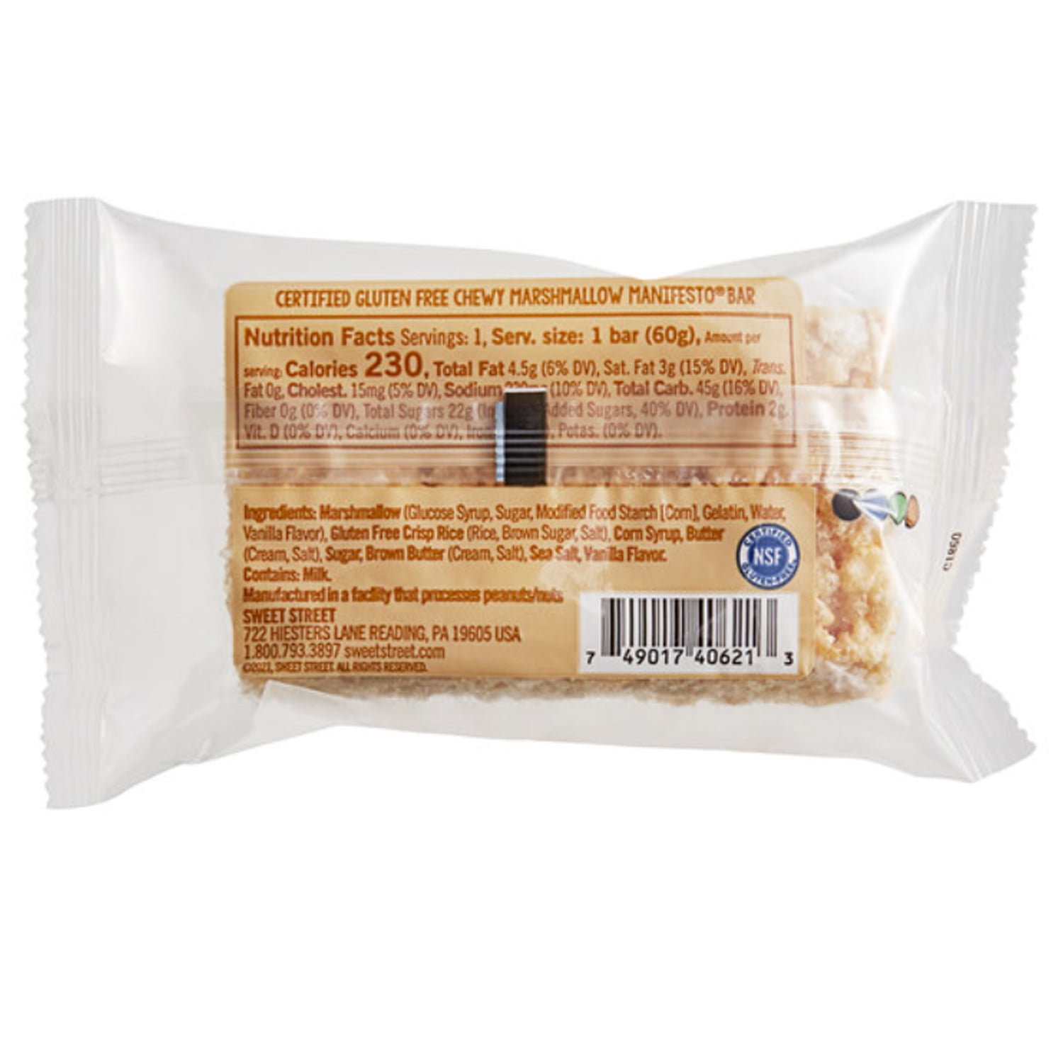 Sweet Street Chewy Marshmallow with Brown Butter & Sea Salt Manifesto Bars, Individually Wrapped, 5 Count, 2.1 oz