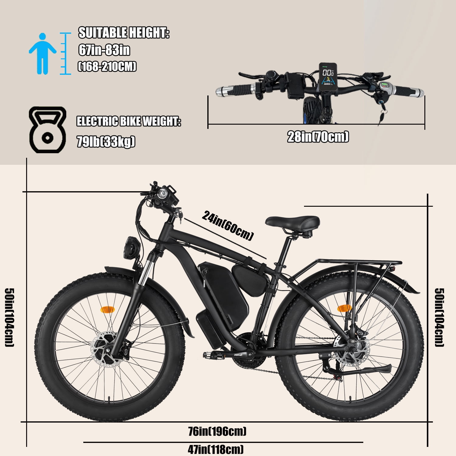 5000W Peak Dual Motor Ebike for Adults - 52V 30Ah Fast Electric Bike for Men Women 40 MPH,Up to 80 Miles,26" Fat Tire Lockable Suspension Electric Bicycle for Snow Off-Road Commuter Mountain E-Bike