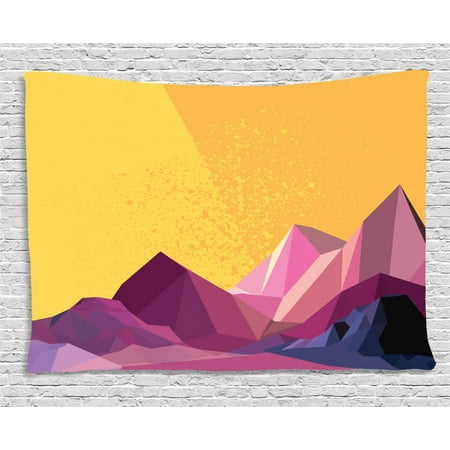 Mountain Tapestry Countryside Landscape With Low Poly Effect