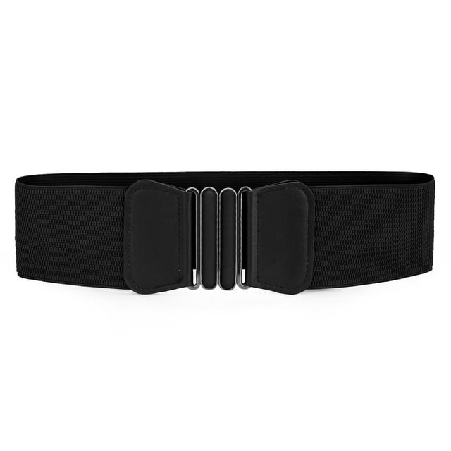Cinturón elástico de cintura negra con hebilla entrelazada en forma de lazo para mujeres Inspire Chic