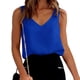 thumbnail image 5 of Camiseta sin mangas de seda satinada con cuello en V para mujer - Blusa básica de tirantes de poliéster para verano con estampado floral, 5 of 6