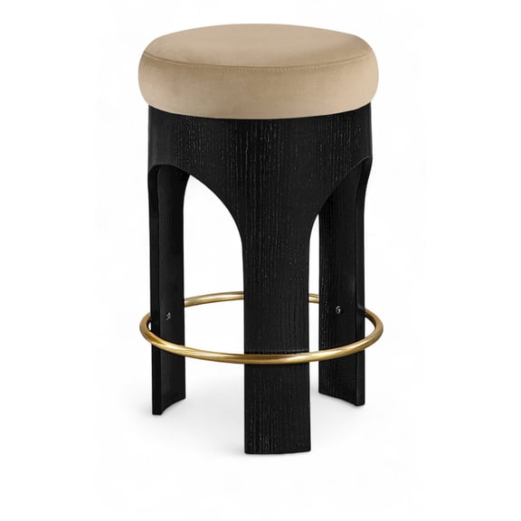 Meridian Furniture Bocceli Beige Velvet Upholstered Counter Stool