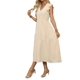 thumbnail image 2 of Vestido Midi Informal de Verano 2025 para Mujer, con Volantes, Corta, Cuello Redondo, Fruncido, Cintura Elástica y . Albaricoque XL, 2 of 9