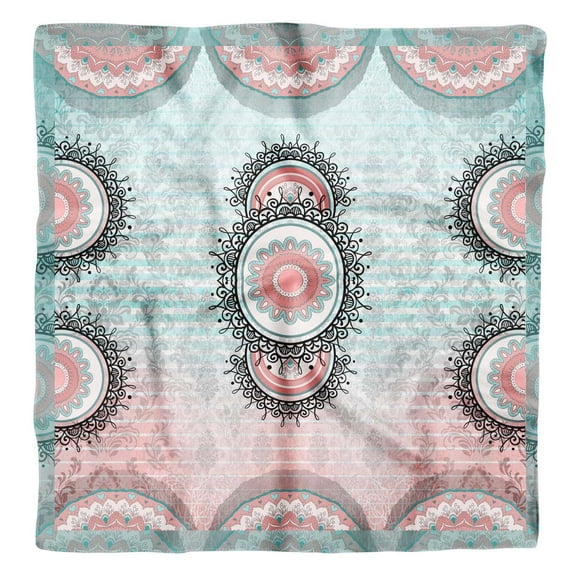 Phagun Purple Floral Mandala Pure Silk Printed Scarf Square Dupatta Head Neck Wrap Bandanas For Women