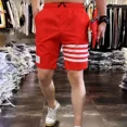 thumbnail image 5 of Pantalones cortos para hombre con estampado de rayas y cordón para playa, elegantes, elásticos, a la moda, sin logotipo, con corte seco, XL, finos, 5 of 5