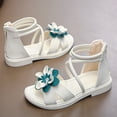 thumbnail image 5 of Gubotare Toddler Girls Sandals Girls Rubber Sole Open Toe Sandals Bow 痢ow Heels Wide Shoes With Strap Summer Casual Princess Dress Dance Slip On Loafers Sizes 1.5 (White,Big Kids 1.5), 5 of 5