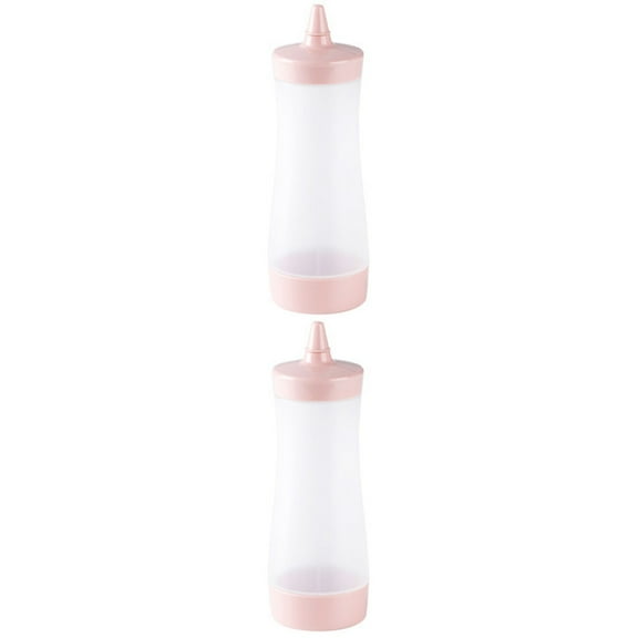 Raindrops 2 pcs Plastic Squeeze Bottle Reusable Condiment Dispenser Salad Sauce Jam Ketchup Squeezing Container for Luncheon Kitchen Picnics (Pink)