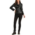 thumbnail image 2 of MODA NOVA Juniors Motorcycle Jacket PU Faux Leather Biker Jackets, 2 of 4