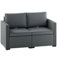 thumbnail image 1 of Outsunny Canapé d'Extérieur 2 Places avec Assise Profonde, Accoudoirs Larges, Gris Foncé, 1 of 10