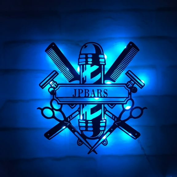 Handmadetneonsign Personalized Barber Shop Metal Wall Art LED Light - Custom Hairstylist Sign Home
